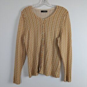 Willi Smith Elegant Merino Wool Printed Cardigan Warm Taupe